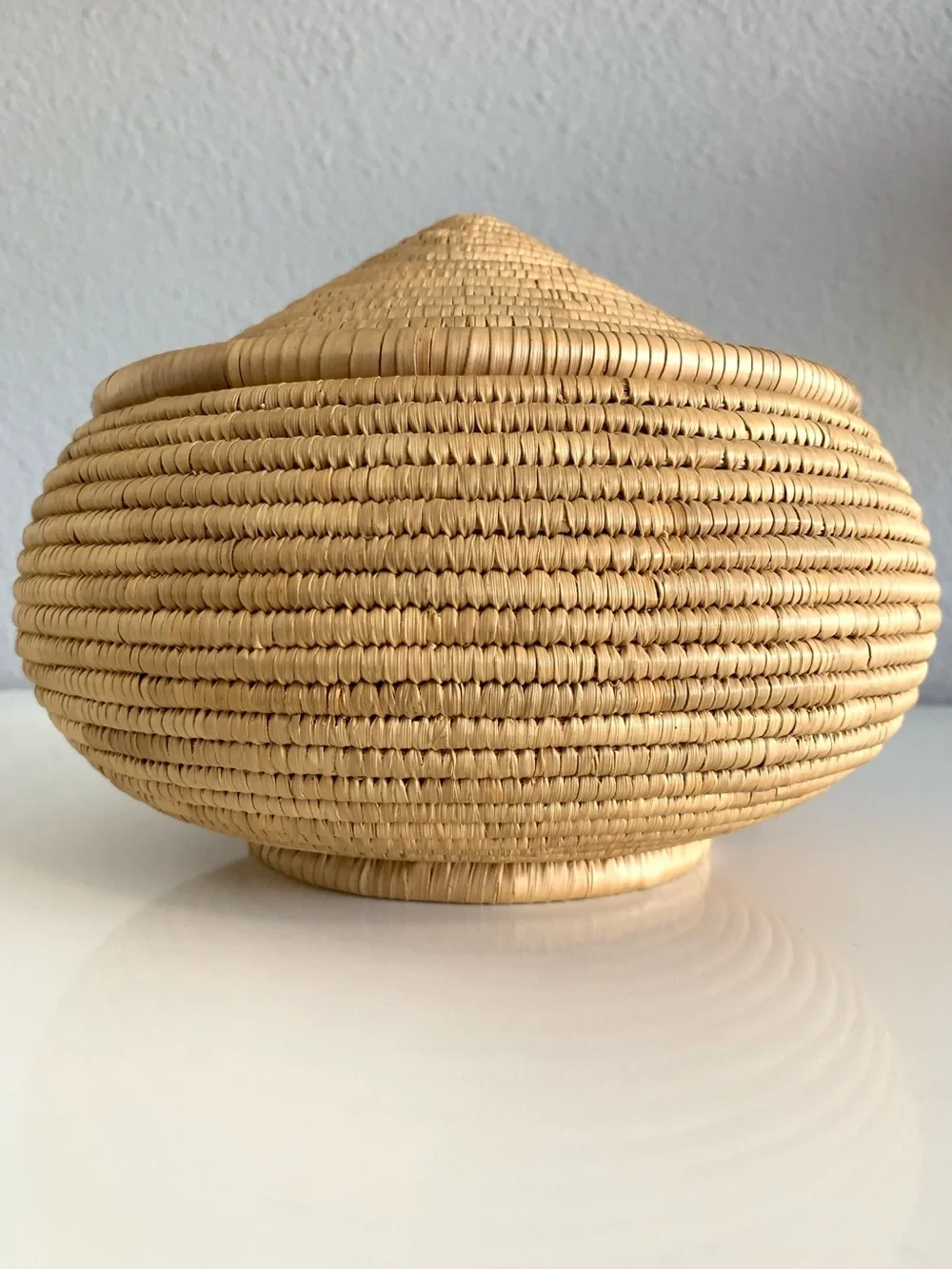 Handwoven Lidded Coil Basket Native Artisan Storage Home Decor